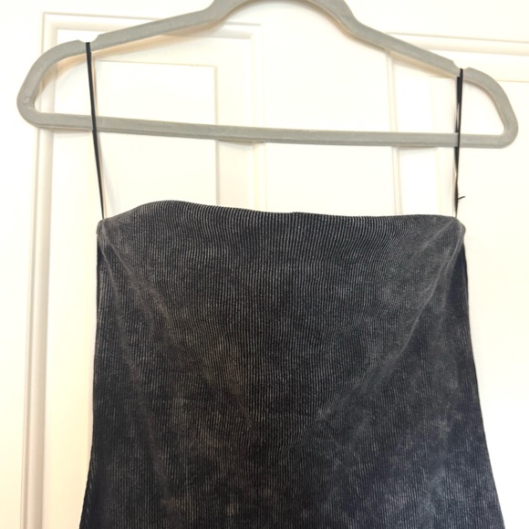 H&M Ribbed Bandeau Tube Midi Dress. Back slit. Charcoal gray black. Size M. - Picture 5 of 7